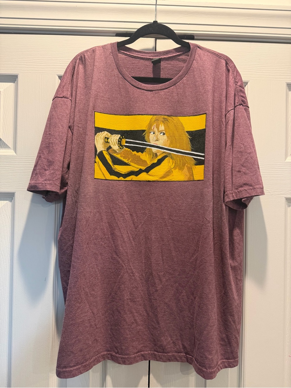 HAND PAINTED KILL BILL INSPIRED Gildan Softstyle Short Sleeve Tee in Dusty Mauve